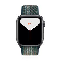 Apple WATCH Nike Series 5 44mm GPS Aluminiumgehäuse spacegrau Nike Sport Loop Hyper Crimson, Neptune Green