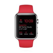 Apple WATCH 1. Generation 42mm silbernes Edelstahlgehäuse rotes Sportarmband