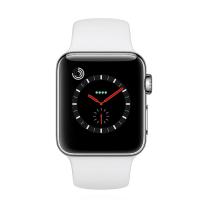 Apple WATCH Series 3 GPS+Cellular 38mm silbernes Edelstahlgehäuse mit weißem Sportarmband