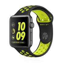 Apple WATCH Series 2 Nike+ 42mm spacegraues Aluminiumgehäuse mit Sportarmband schwarz volt