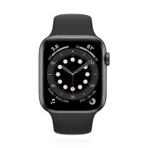 Apple WATCH Series 6 44mm GPS Aluminiumgehäuse Space Grau Sportarmband Schwarz