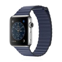 Apple WATCH Series 2 42mm silbernes Edelstahlgehäuse mit blauem Lederarmband