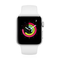 Apple WATCH Series 3 GPS 42mm silbernes Aluminiumgehäuse mit weißem Sportarmband 